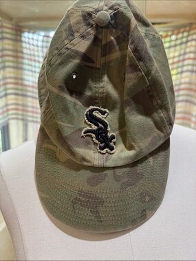 Camo Baseball Cap with Embroidered Sox Logo - Olive Green
